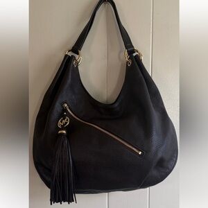 Michael Kors Charm Tassel Large Leather Brown Hobo Bag /Gold Hardware